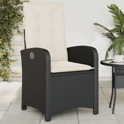 vidaXL - Tuinstoelen - 2 - st - verstelbaar - met - kussens - poly - rattan - zwart