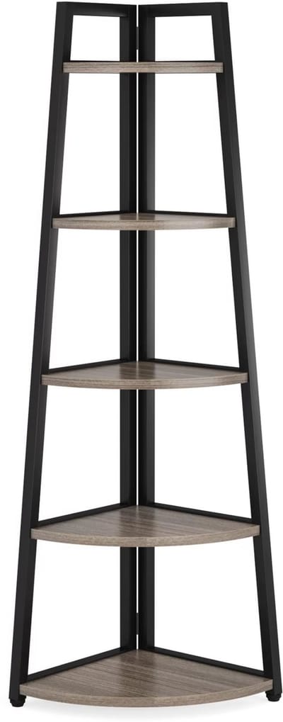 Hoekkast Xaviero - Vakkenkast 180cm - Boekenrek Hoekmeubel - Opbergrek 5 Lagen - Donkergrijs