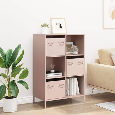 vidaXL - Hoge - kast - 68x39x103,5 - cm - staal - roze