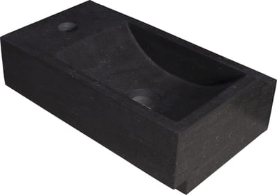 Forzalaqua Venetia fonteinbak 40x22x10cm wasbak Rechts 0 kraangaten Natuursteen Hardsteen gezoet