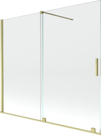 Mexen Velar badwand tweevleugelig schuifbaar 180 x 150 , transparant, geborsteld goud - 896-180-000-01-55