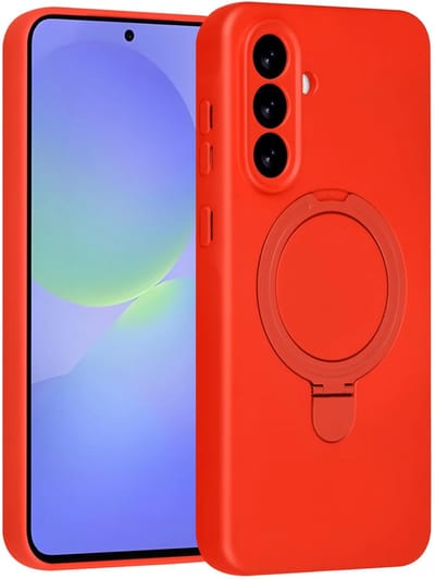 Backcover Hoesje Geschikt voor: Samsung Galaxy A36 Volledig Dekkende Schokbestendige Siliconen Backcover met Ringstandaard – 360° Bescherming - Classic Red