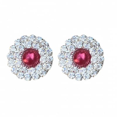 Clip oorbellen Bordeaux strass dubbel 2.4 cm-Charme Bijoux