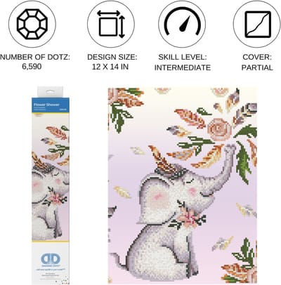 Diamond Painting Volwassenen - Ronde Steentjes - Volledig Pakket - Hobby - Diamond Dotz® - DD6.031 - Douche van bloemen 32 x 37cm