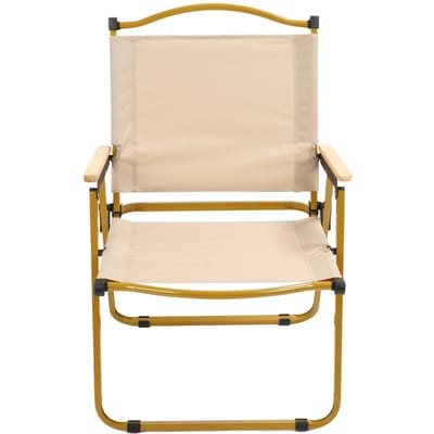 Chaise de Camping Pliante Tissu Oxford Imperméable Léger Robuste Portant Charge Chaise Pliable pour Pêche beige