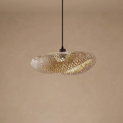 Lindby - hanglamp - 1licht - Bamboe, ijzer - H: 14 cm - E27 - bamboe naturel