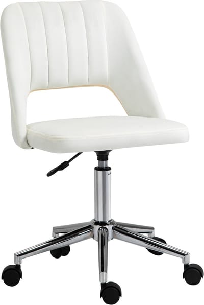 Vinsetto draaistoel - schelpvorm - verstelbaar - fluweelzacht - beige