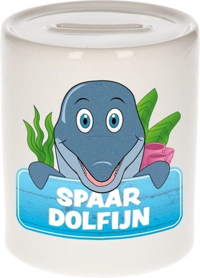 Kinder spaarpot met spaar dolfijn opdruk - keramiek - dolfijnen spaarpotten