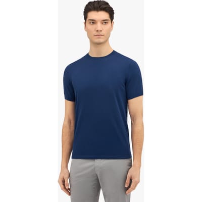 Brooks Brothers Dark Blue Mako Cotton Short Sleeve Sweater Dark Blue Size: S | Basic T-Shirts Outlet | Heren | Blauw