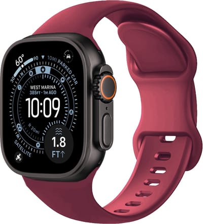 Siliconen Bandje Geschikt voor Apple Watch Ultra 1, 2, 3 (49 mm) Bandje Siliconen - Horloge Band Verstelbaar Polsband - Donkerrood