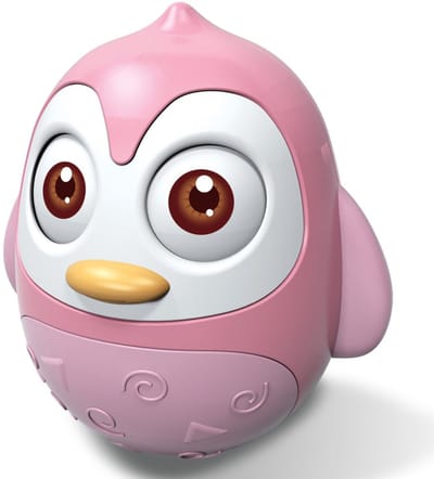 Baby Mix pinguïn schommelspeelgoed roze 14cm - Babyspeelgoed