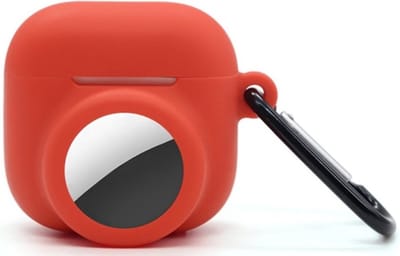 2 in 1 AirPods 4 en Airtag Case - Beschermhoes - AirPods 4 Cover - AirPods 4 AirTag Hoesje - tracker - hoesje geschikt voor Apple Airpods 4 - rood