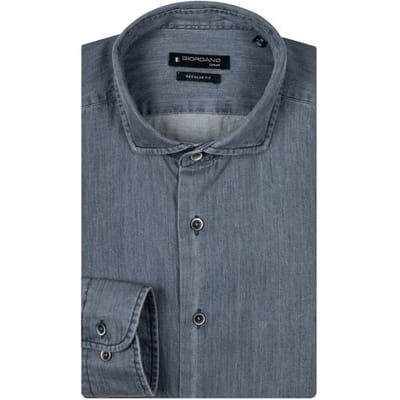 Giordano Overhemd Row Colorful Twill Dark Navy / male
