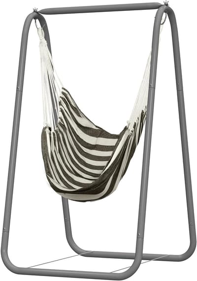 Hangstoel Standaard - Schommel Frame - Ontspannen Buiten - A-vormige Stabiliteit - 145 cm Hoog - Zwart