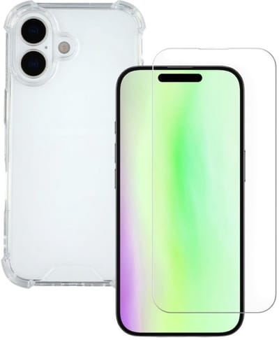 Shockproof Hoesje Geschikt voor: iPhone 17 - Anti -Shock Silicone - Transparant + 1x Screenprotector