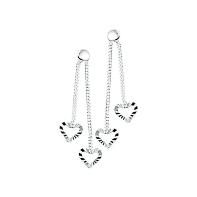 Zilver Gerhodineerd Oorhangers Hartje Gediamanteerd 1327459