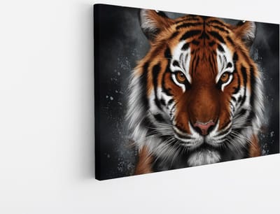 Saammp Canvas Schilderij - Tijger Portret - Abstract - Natuur - Dieren - 30x20 - Foto op canvas - Wanddecoratie - muurdecoratie Woonkamer - Slaapkamer decoratie - Canvas Print