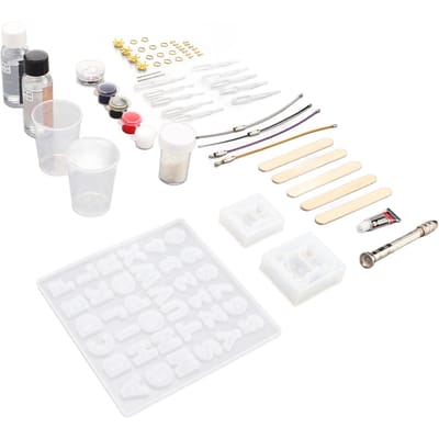 Kit de porte-clés en résine Bricolage Artisanat Résine Époxy Ours Lettres Chiffres Porte-clés Moules en Résine Kit Silicone pour Porte-clés Bricolage white