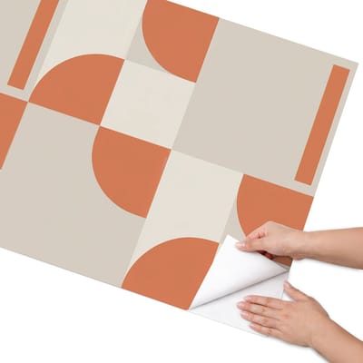 Coloray Meubel Wrap Folie - Beige Meubelfolie - 75x150 cm - Meubelfolie Zelfklevend Vintage vormen - Wrapfolie Keuken - Minimalist Meubelfolie - Decoratiefolie - Tafeldecoratie - Geometrie