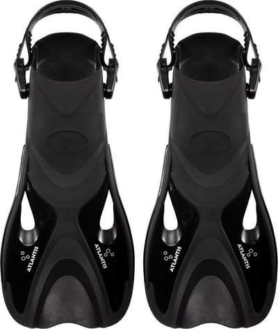 Atlantis Dolphin - Flippers - Zwemvliezen - Verstelbare Hielstrap - Voor Zwemmen & Snorkelen - Kinderen - Zwart - 30-36