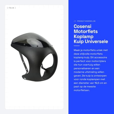 Dailygoods- Motorfiets Koplamp Kuip - Universele Pasvorm - Ronde Koplampen - Slijtvast ABS - Verouderingsbestendig - Glad Oppervlak - Koplampkuip
