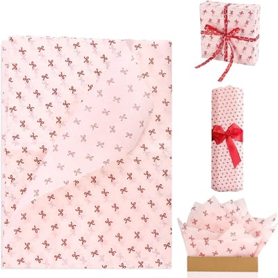 Schattig en mooi inpakpapier met strikmotief, ideaal voor verjaardagen, bruiloften en feestdagen, 10 vellen (70x50cm)