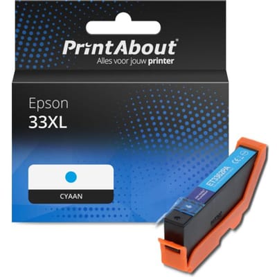 PrintAbout huismerk Inktcartridge 33XL (C13T33624012) Cyaan Hoge capaciteit Geschikt voor Epson