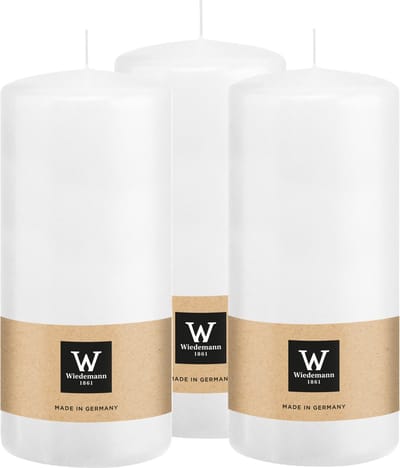 Wiedemann Cilinderkaars/stompkaars - 3x - wit - 15 x 7 cm - 63 branduren - zuilkaarsen