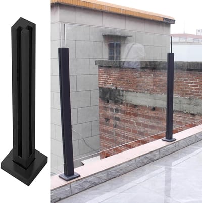Balusterpaal Set - Terraspaal RVS - Balkon Afschermen - Roestvrij Staal - 115 cm - Zwart