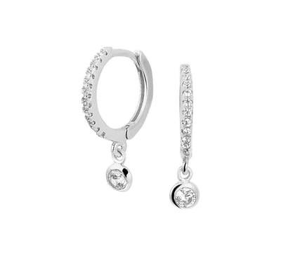 YO&NO - Oorbellen - Zilver - Oorringen - Klap - Zirkonia - 1,5mm - 17mm - Sieraden vrouw - Gerhodineerd -  Zilver 925