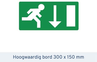Noodpictogrammen - Pictogram nooduitgang - Rechts omlaag - 300x150mm