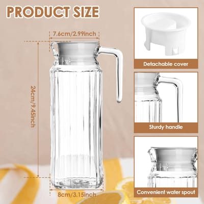 2 stuks Plastic Kan met Deksel 1.1L Waterkan met Geribbeld Design BPA-Vrije Waterkan Transparante Plastic Waterkan met Ontluchting white