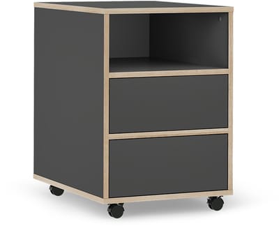 Vicco Tetrix Rolcontainer – 42 x 55 cm met legplanken en 2 laden Antraciet