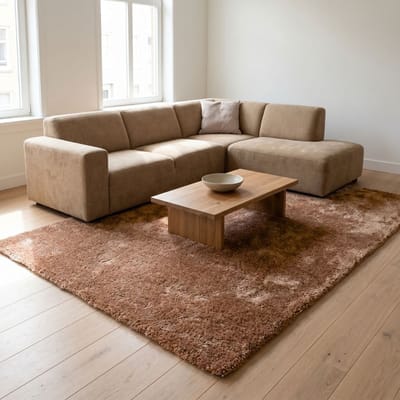 DÉJA Living Vloerkleed 240x340cm - Hoogpolig Taupe Stof - Lavar Mix