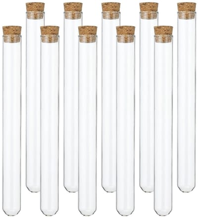 Testbuizen van 25 ml, 1000 stuks, 16 x 150 mm, rond, transparant glas met kurkafsluiting voor plantenvermeerdering, wetenschappelijke experimenten en opslag van badzouten