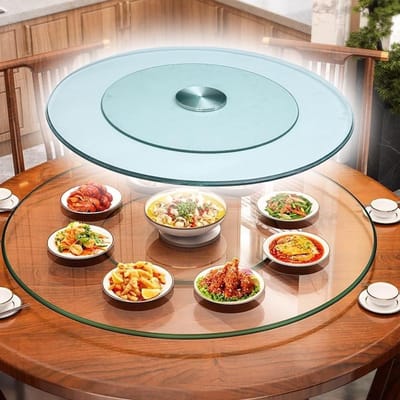 Draaibare Tafel - Draaiplateau Dienblad - Eten Serveren - Gehard Glas - 60-100 cm - Transparant