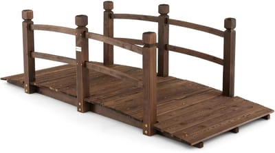 RosaBloom Vijverbrug - Tuinbrug - Houten Brug - Decoratieve Brug - Met Reling - Weerbestendig - 171,5x75,5x58 cm - Dennenhout - Bruin
