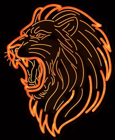 LED NEON Oranje Leeuw wandbord 41x50cm - WK / EK Voetbal - Supporter - Nederland - Holland - Wanddecorarie - Neon Leeuw sign