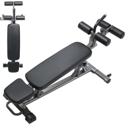 Buikbank, Schuine Buikbank met Omgekeerde Crunch Handgreep, met 4 Verstelbare Hoogte-instellingen, Heavy Duty Staal, Capaciteit 453 Kg, voor Thuisgym