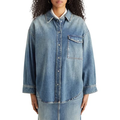 Scotch & Soda Vintage Washed Denim Overshirt - Frisco Nights Frisco Nights Size: S/M | Overshirts Outlet | Dames | Zwart