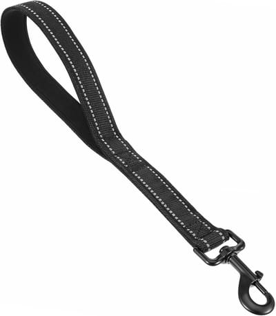 hondenriem - Verkeersgevoerd handvat - Heavy Duty korte nylon hondenleiders voor extra controle Reflecterende draden huisdierriemen voor grote honden en middelgrote honden (14,96 inch, zwart)