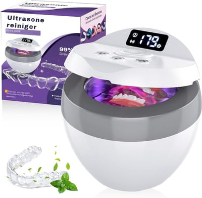 TIM® Brillenbad - Reinigingsapparaat - Ultrasone Bad - Compact - Wit - 17cm x 14cm x 14cm