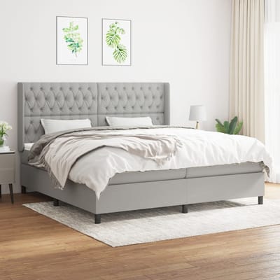 vidaXL - Boxspring - met - matras - stof - lichtgrijs - 200x200 - cm