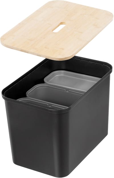 SmartStore - Collect Opbergbox 76 liter Set voor Afvalscheiden Box, Verdelers en Deksel - Polypropyleen - Zwart