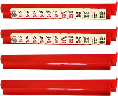Mahjong Stenen en Duwers - Mahjong Rekken - Spel Organisatie - Duurzaam Polystyreen - 47.3x8 cm - Rood
