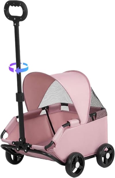 Kinderwagen Huisdieren - Dierenbuggy Transport - Comfortabel Vervoer - Geavanceerde Ventilatie - Tot 7 kg - Roze