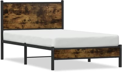 Metalen Bedframe - Stalen Bed Eenpersoonsbed - Slaapkamer Inrichten - Met Opbergruimte - 107 x 203 cm - Bruin
