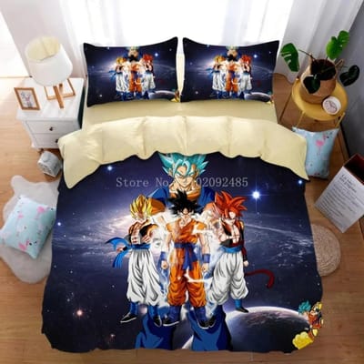 Anime Dragon-Ball Beddengoedset,Dragon-Ball Dekbedovertrek,Dekbed Overtrek Set Super Saiyan Beddengoedset Voor Volwassenen Kinderen 135x200cm 2pcs