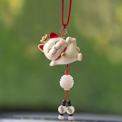 Pendentifs de voiture Chat Porte-Bonheur Japonais Ornements Suspendus Mignons pour Voiture Nouvel An Chat Fortune Bénédiction Maison