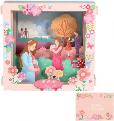 Moederdag kaart - Moederdag - pop-up verjaardagskaart van dochter/zoon - Cadeau voor mama - vrouw/echtgenote - Inclusief envelop en kaartje - Speciaal wenskaartidee voor vrouwen - Paars - Stijl 7